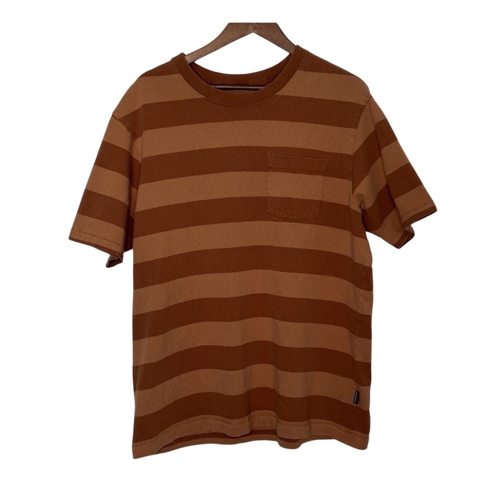 Patagonia Heavyweight Organic Cotton Stripe Pocket Tee Brown Tan XL